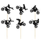 Gyufise 24Pcs Motorcycle Cupcake Toppers Black Glitter Motocross Dirt Bike Party Cupcake Picks For Sports Motocross Theme Man Bo