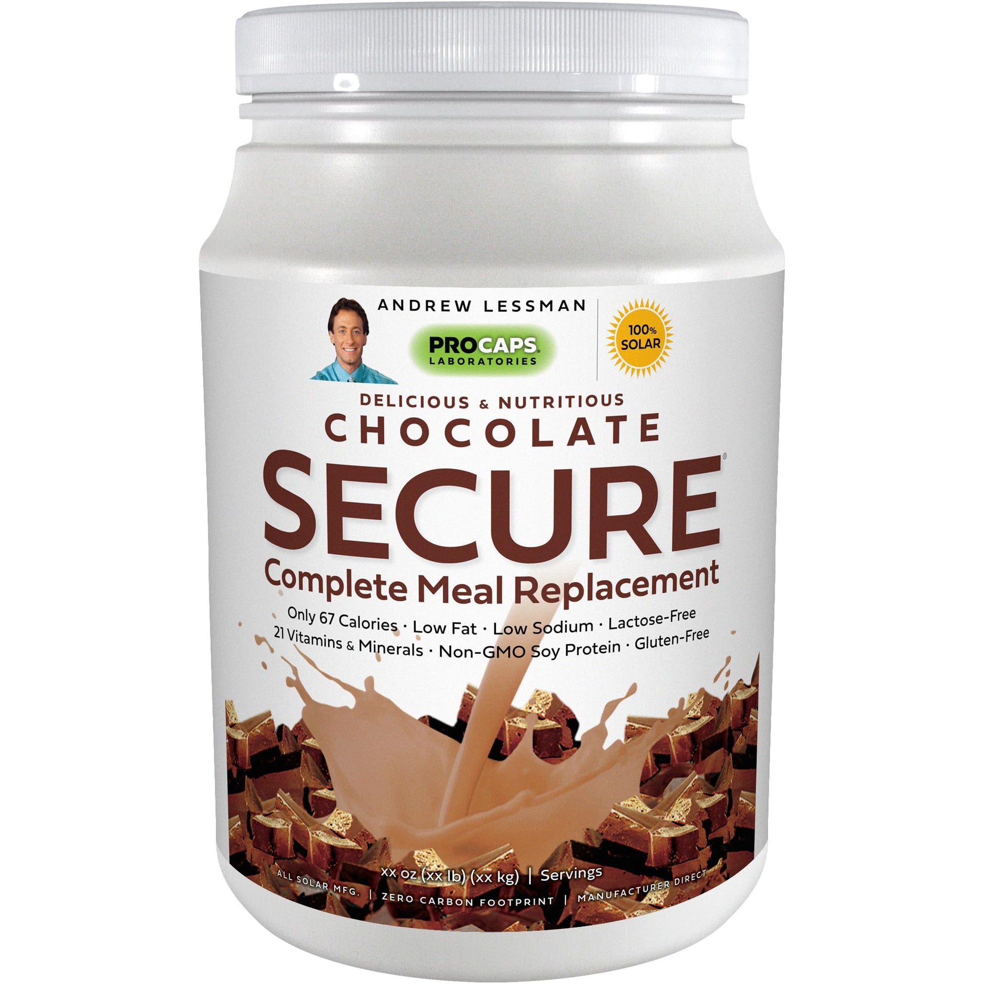Andrew Lessman Secure Soy Complete Meal Replacement - Chocolate 60 Servings - Only 67 Calories, 7 Grams Non-Gmo Soy Protein, Vit