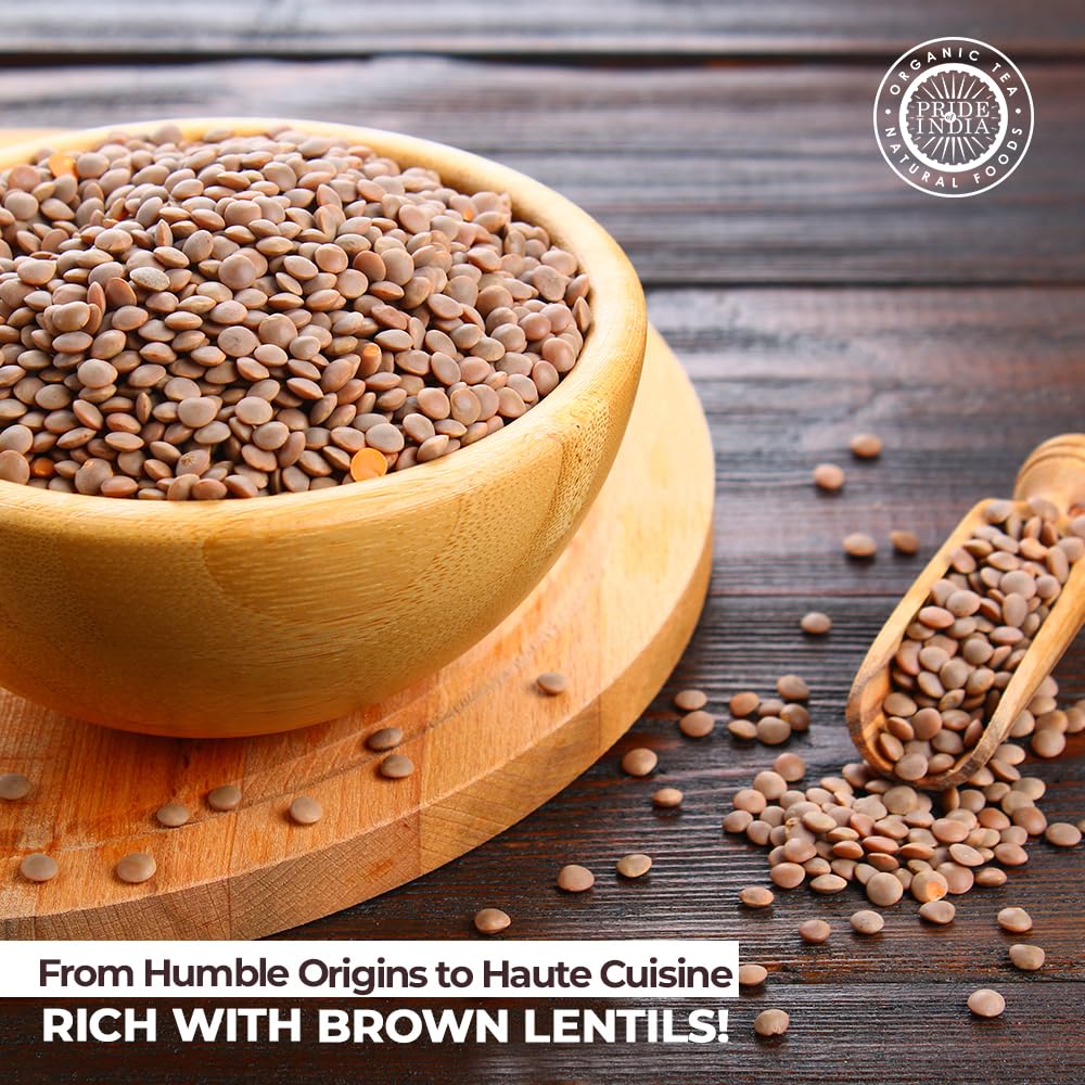 Pride Of India - Indian Whole Brown Crimson Masur Lentils - Protein & Fiber Rich Masoor Whole, 1.5 Pound Jar