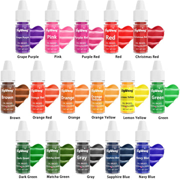 Oil Based Food Coloring for Chocolate - SigWong 16 Colors Upgraded Edible Food Dye Coloring for Cake Decorating, Baking Cake Col