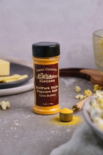 Amish Country Popcorn | Seasoning Variety Pack | BallPark Style Buttersalt - 6 oz and White Cheddar Cheese - 3.8 oz | 2 Pack Pop