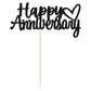 Gyufise 1 Pack Black Glitter Happy Anniversary Cake Topper Anniversary Party Supplies Cake Decoration Wedding Celebration Party