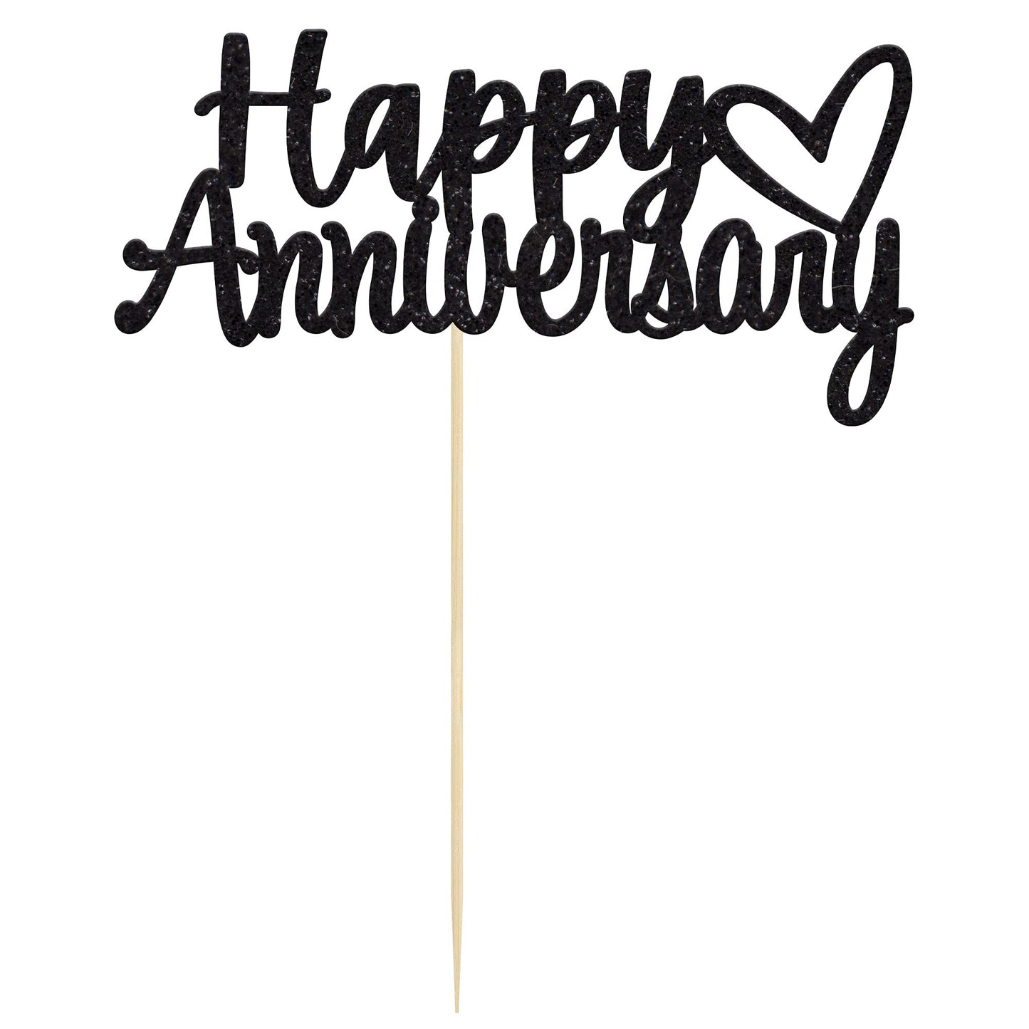 Gyufise 1 Pack Black Glitter Happy Anniversary Cake Topper Anniversary Party Supplies Cake Decoration Wedding Celebration Party
