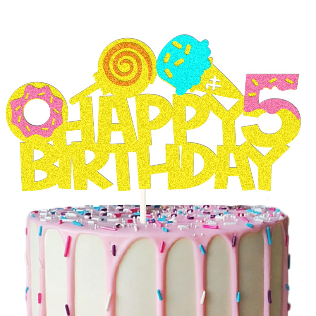 Linlmeet Donut Cake Topper Decorations for Birthday Party Supplies, Paper, One, Model dct01