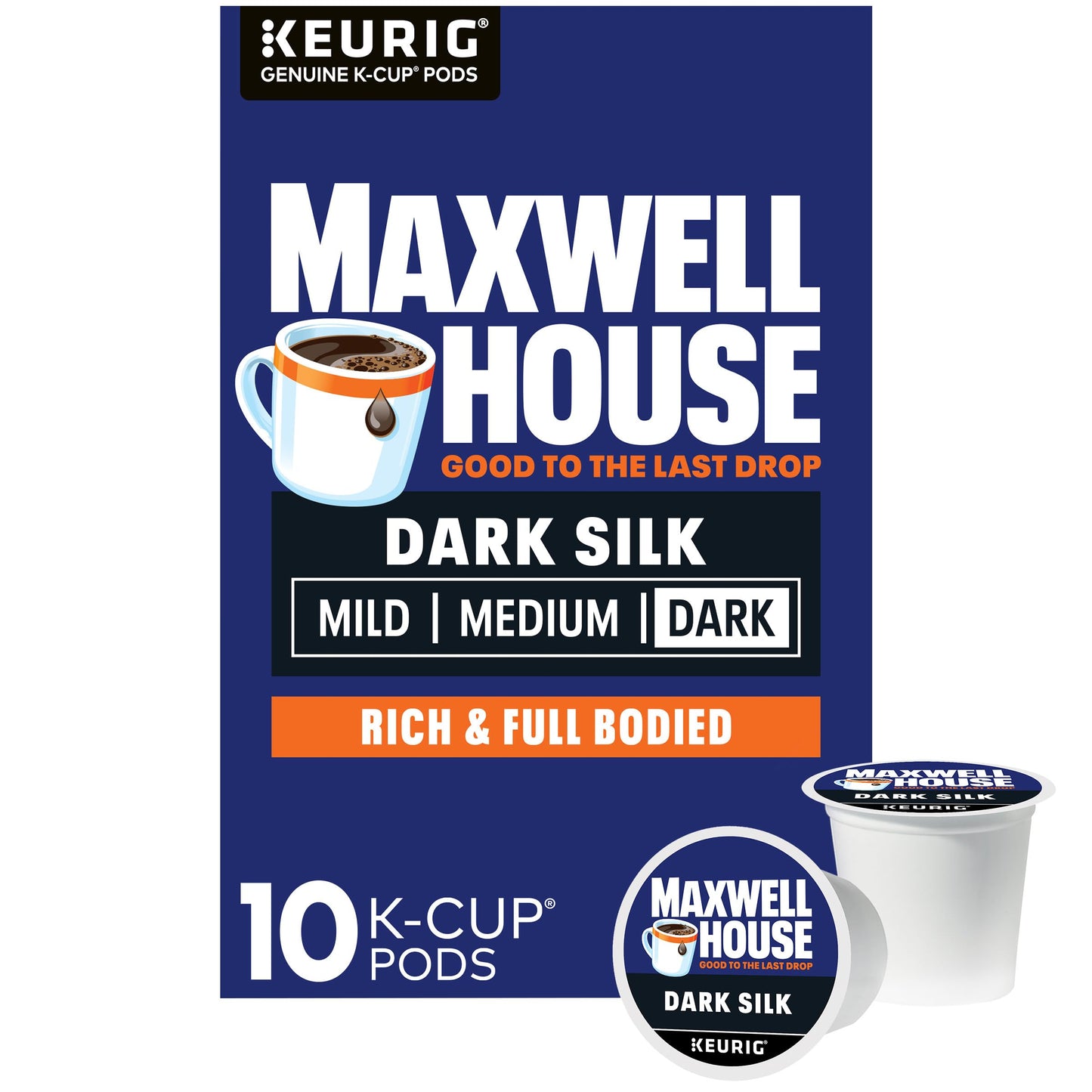 MAXWELL HOUSE Dark Silk Dark Roast K-Cup Coffee Pods, 10 ct Box, 3.1 OZ, Single Serve