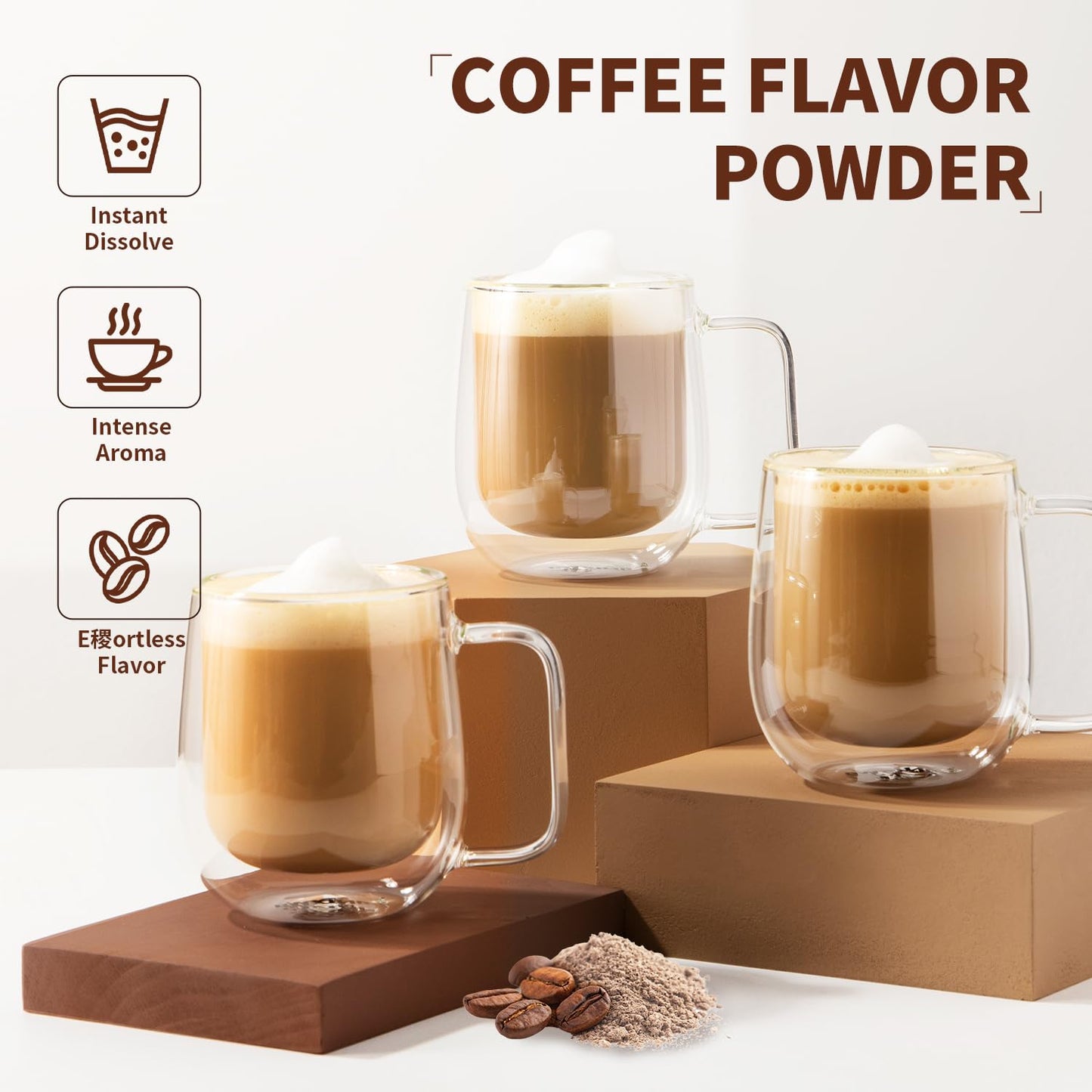 Soeos Coffee Flavored Powder (3-in-1), 2.2 lbs (1kg) - Instant Bubble Tea Mix with Creamer & Sugar, Easy to Prepare, Perfect for
