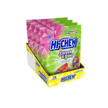 Hi-Chew Sweet & Sour Mix, 4 Stand Up Pouches, 12.7Oz Each | Watermelon Lemon Grapefruit | Unique Fun Soft & Chewy Taffy Candy | 