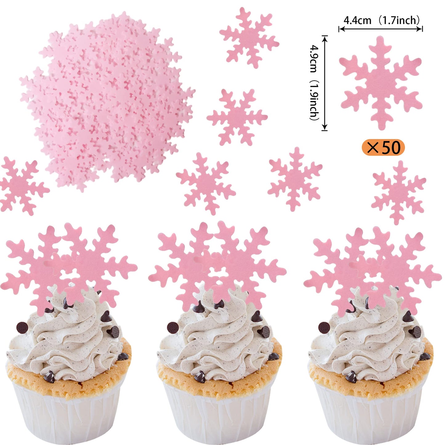 50 Pcs Edible Snowflake Cupcake Toppers Winter Frozen Snowflake Cake Picks Decorations For Snowflake Theme Winter Wonderland Bab