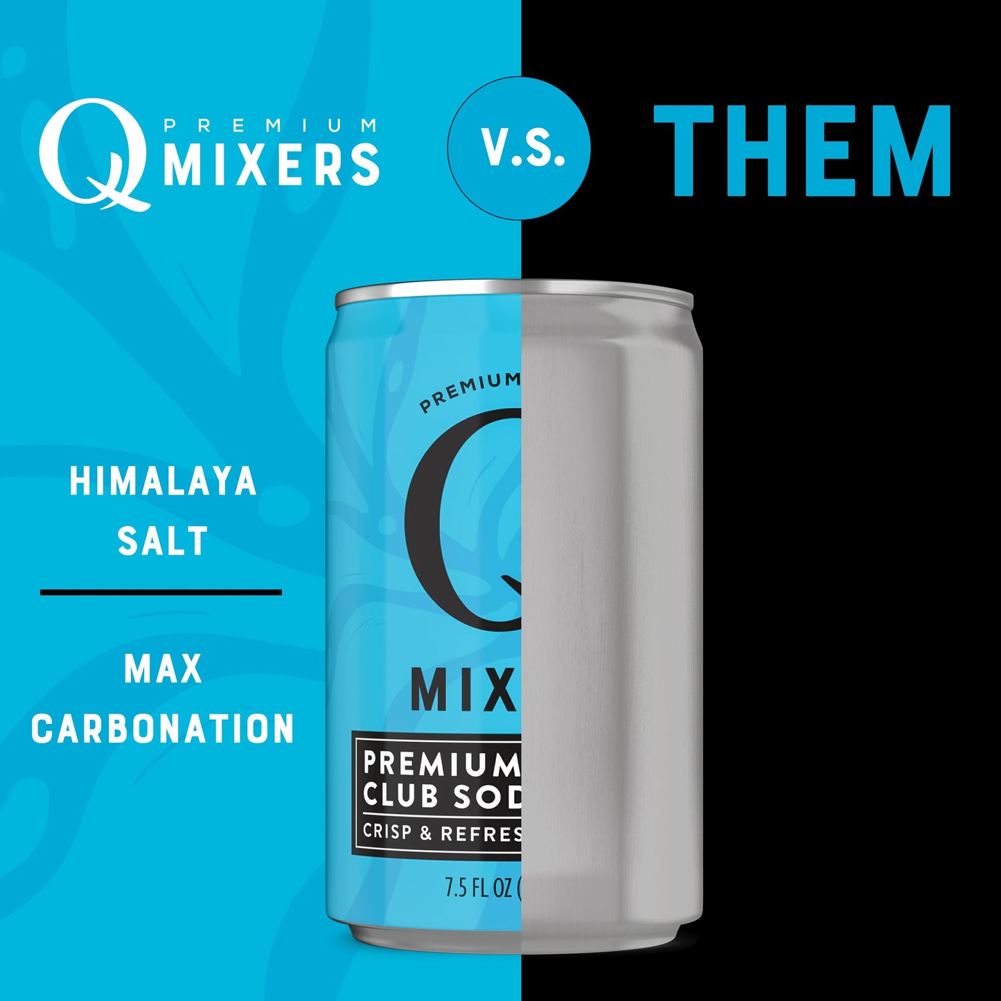 Q MIXERS Club Soda Mixer, Premium Natural Ingredients, 7.5 Fl Oz (Pack of 24), Model CAN-LTN75-SHP