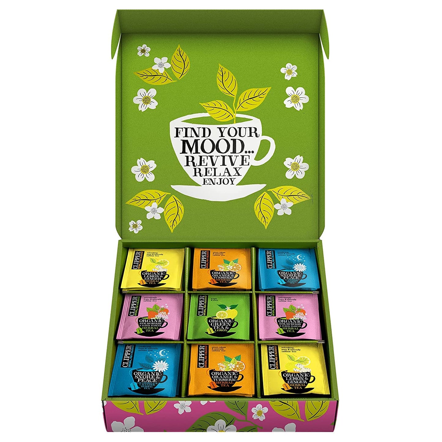 Clipper Tea Organic Herbal & Green Tea Selection/Sampler, Gift Box - Eco Friendly, Self Care, Fair Trade. Assorted Individually