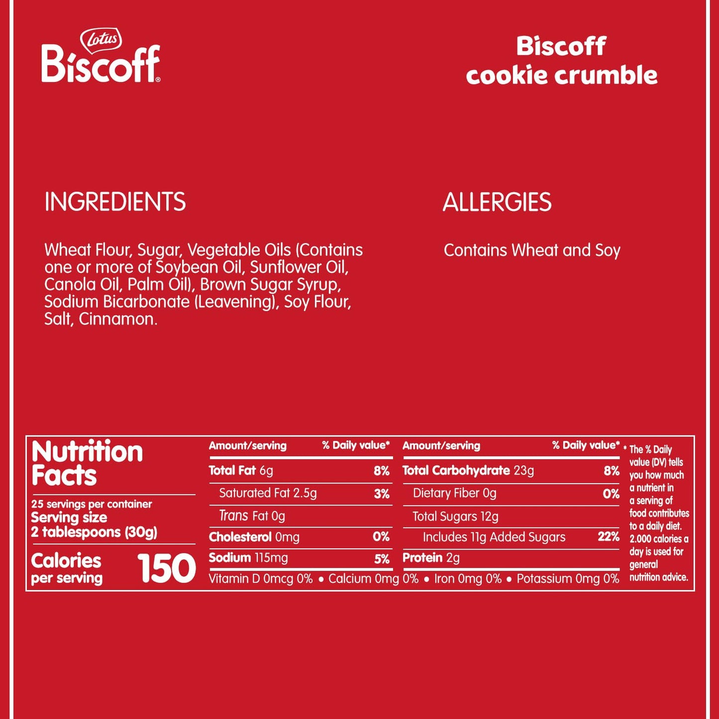 Lotus Biscoff Crumble - Crumbled Caramelized Biscuit Cookies - 1.65 Lbs Bag