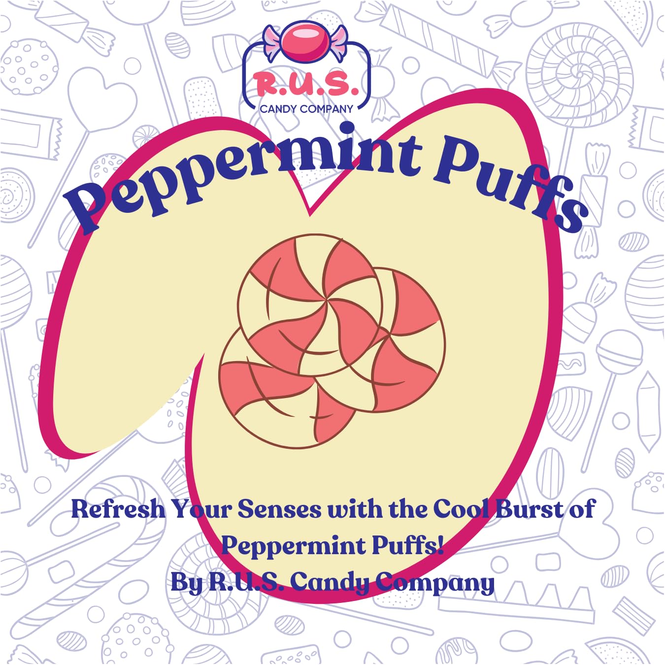 R.U.S. Candy Company Peppermint Puffs Candy - 2 Pound Bag - Refreshing Soft Mint Candy Perfect For Parties And Holiday Celebrati