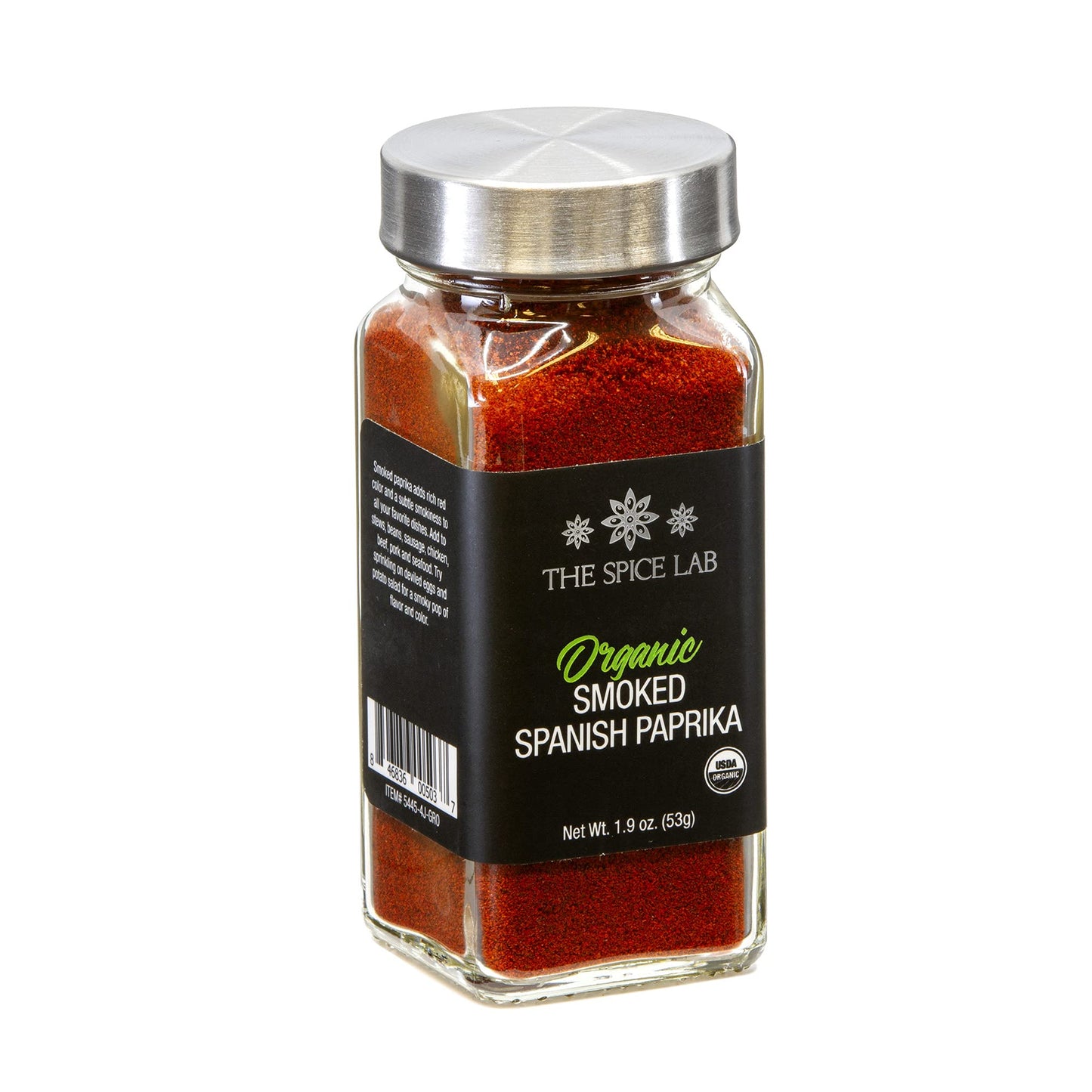 The Spice Lab Organic Smoked Paprika Powder - Vegan, USDA Organic, 1.9 oz Red Seasoning Shaker