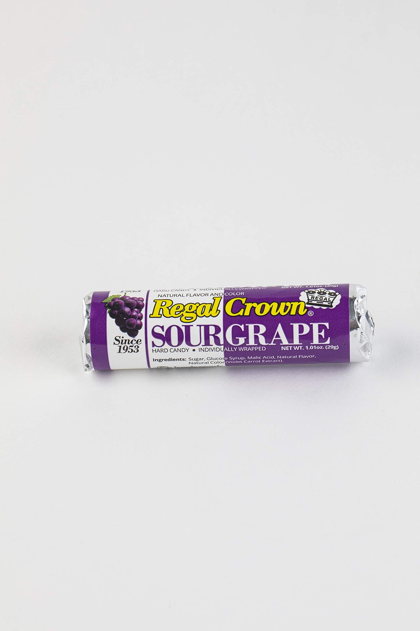 Regal Crown Sour Grape Candy Rolls | Traditional Sour Grapes Candy | Tart And Tangy Old Fashioned Sour Grape Hard Candy Brought To You By Iconic Candy | 24 Count