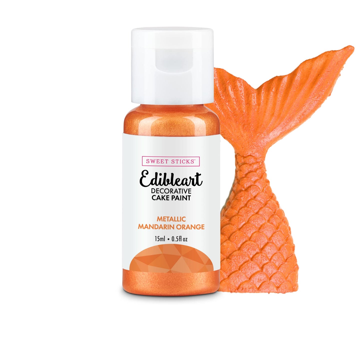 SWEET STICKS Edible Art Cake Paint, Metallic Mandarin Orange, 0.5 Fl Oz