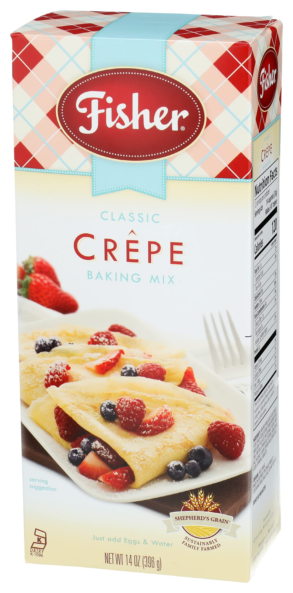 Fisher Classic Crepe Mix, 14 Ounce (Pack of 3) - Ideal for Pancakes and Crepes