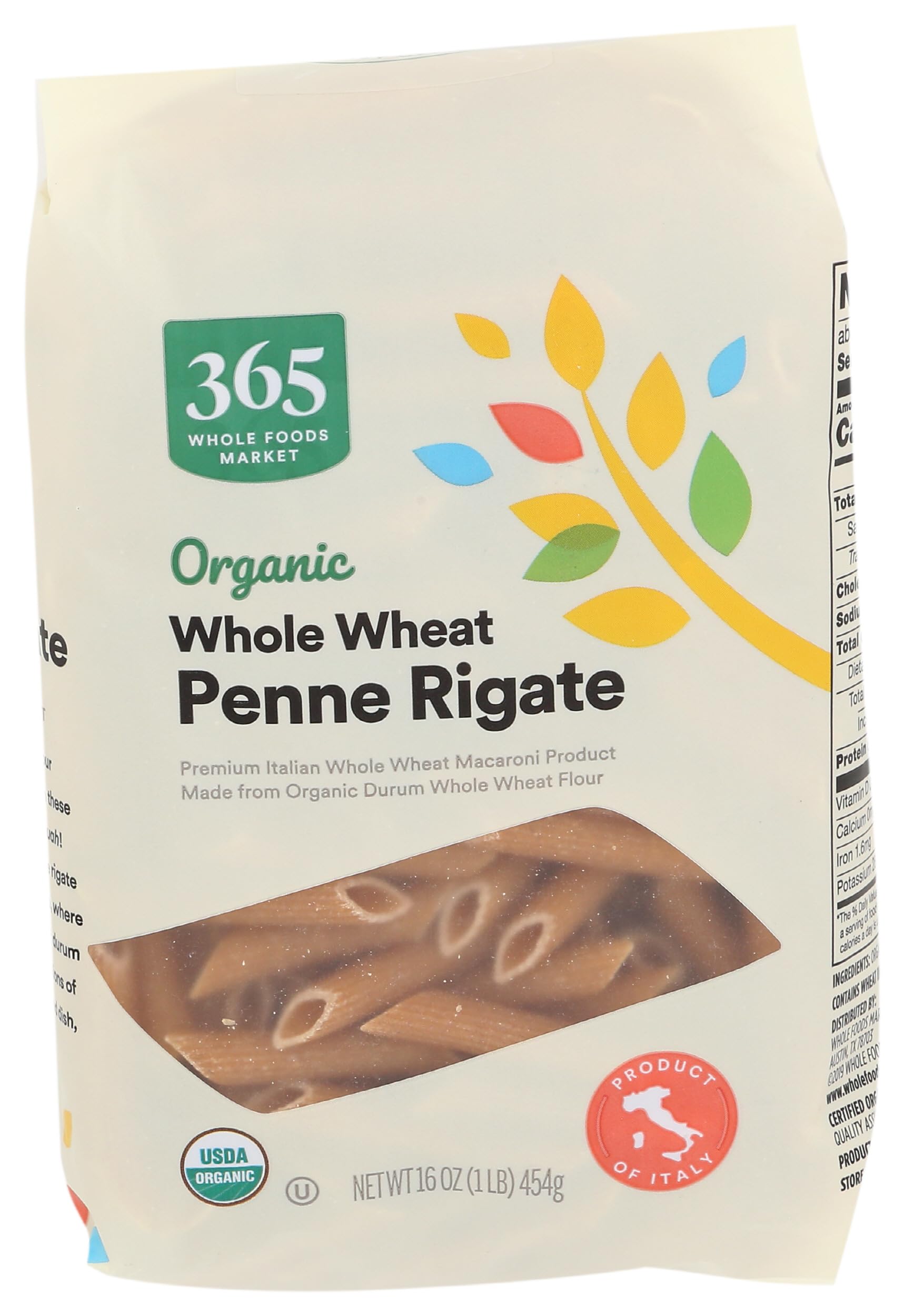 365 by Whole Foods Market Organic Whole Wheat Penne Rigate, 16 OZ, Pack of 1