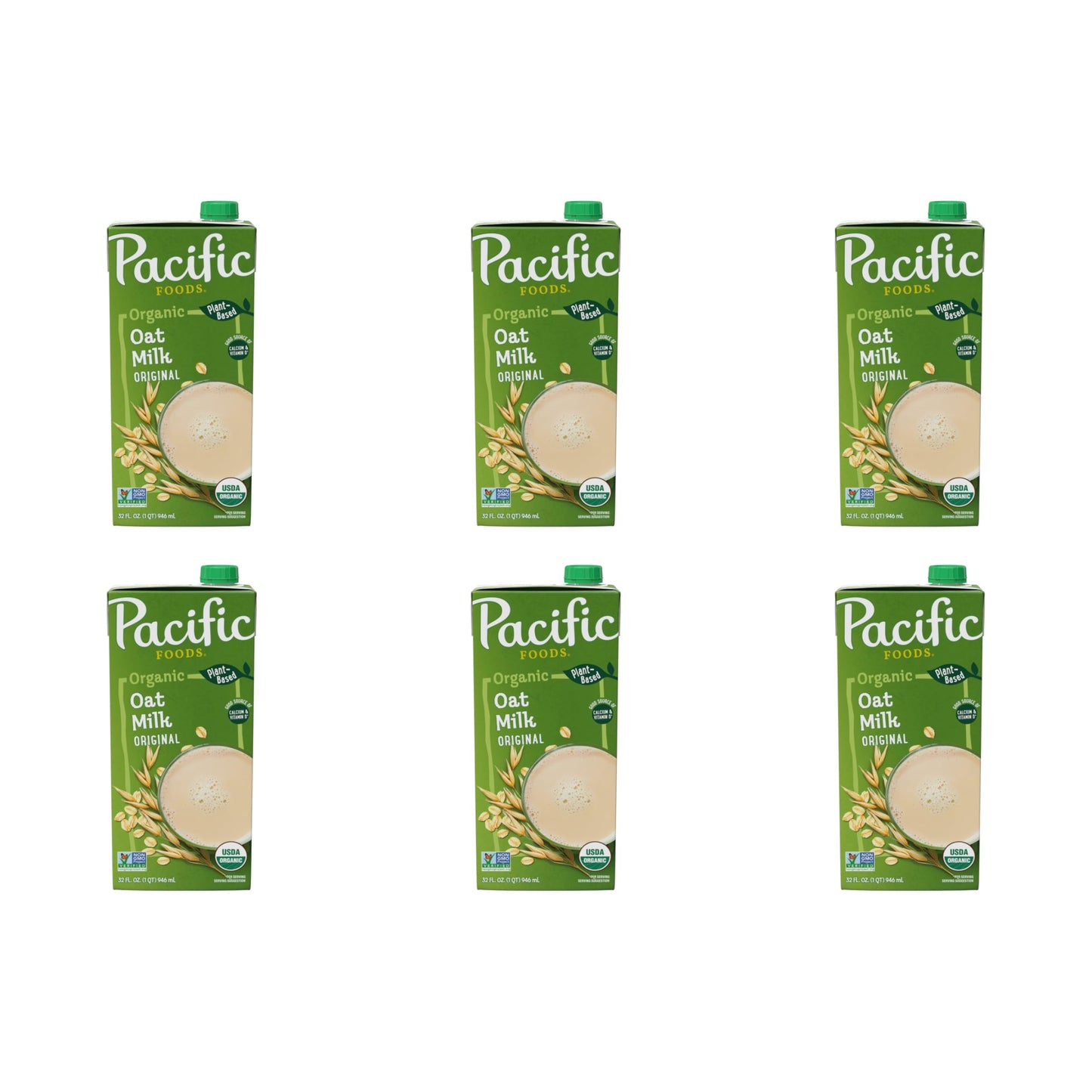 Pacific Foods Original Organic Oat Milk, Plant Based Milk, 32 oz Carton (Pack of 6)
