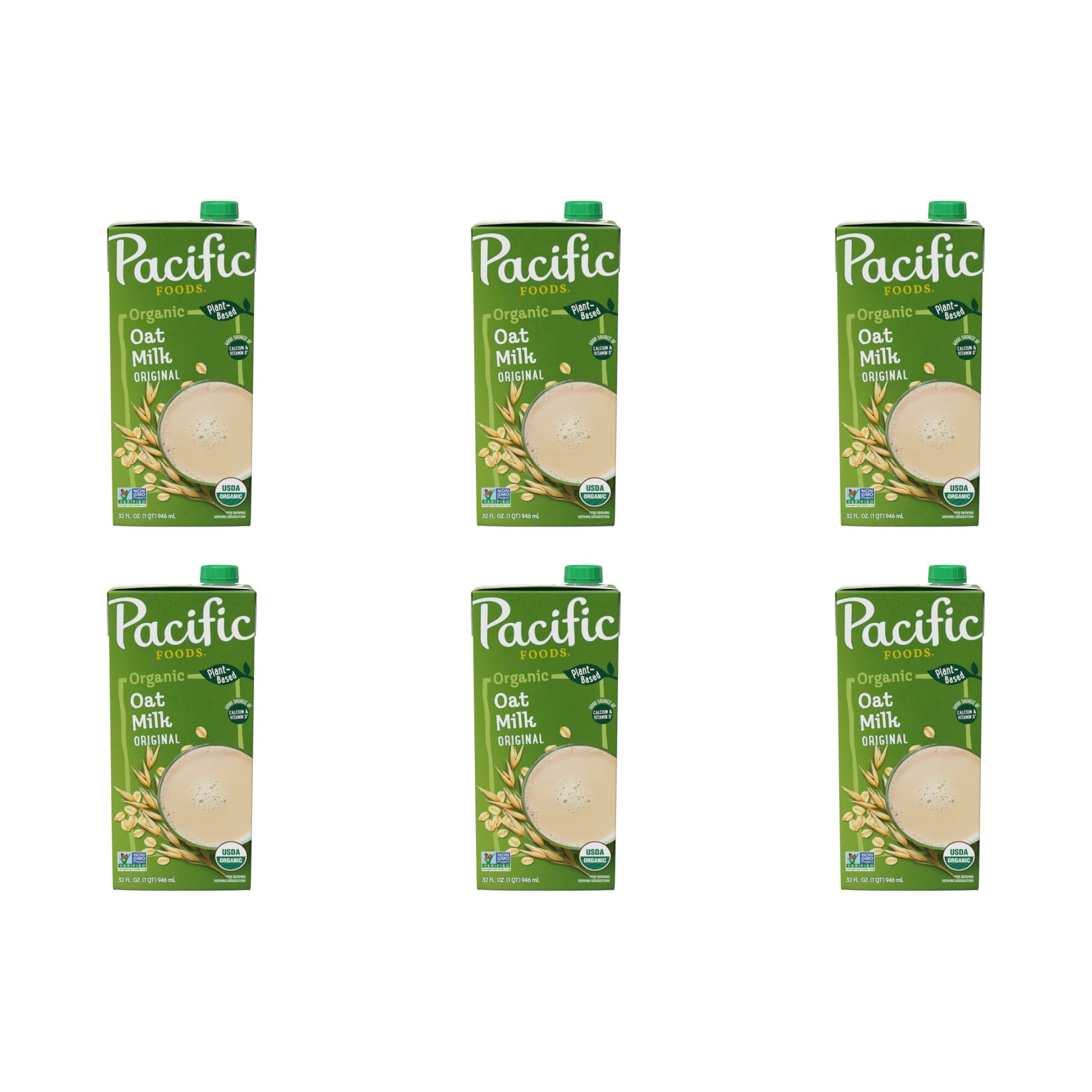 Pacific Foods Original Organic Oat Milk, Plant Based Milk, 32 oz Carton (Pack of 6)