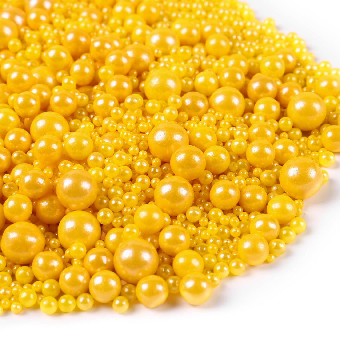 Yellow Sprinkles For Cake Decorating, Edible Sugar Pearls Mixing Sizes For Cupcake Topper, Cookies, Ice Cream Toppings Cake Deco