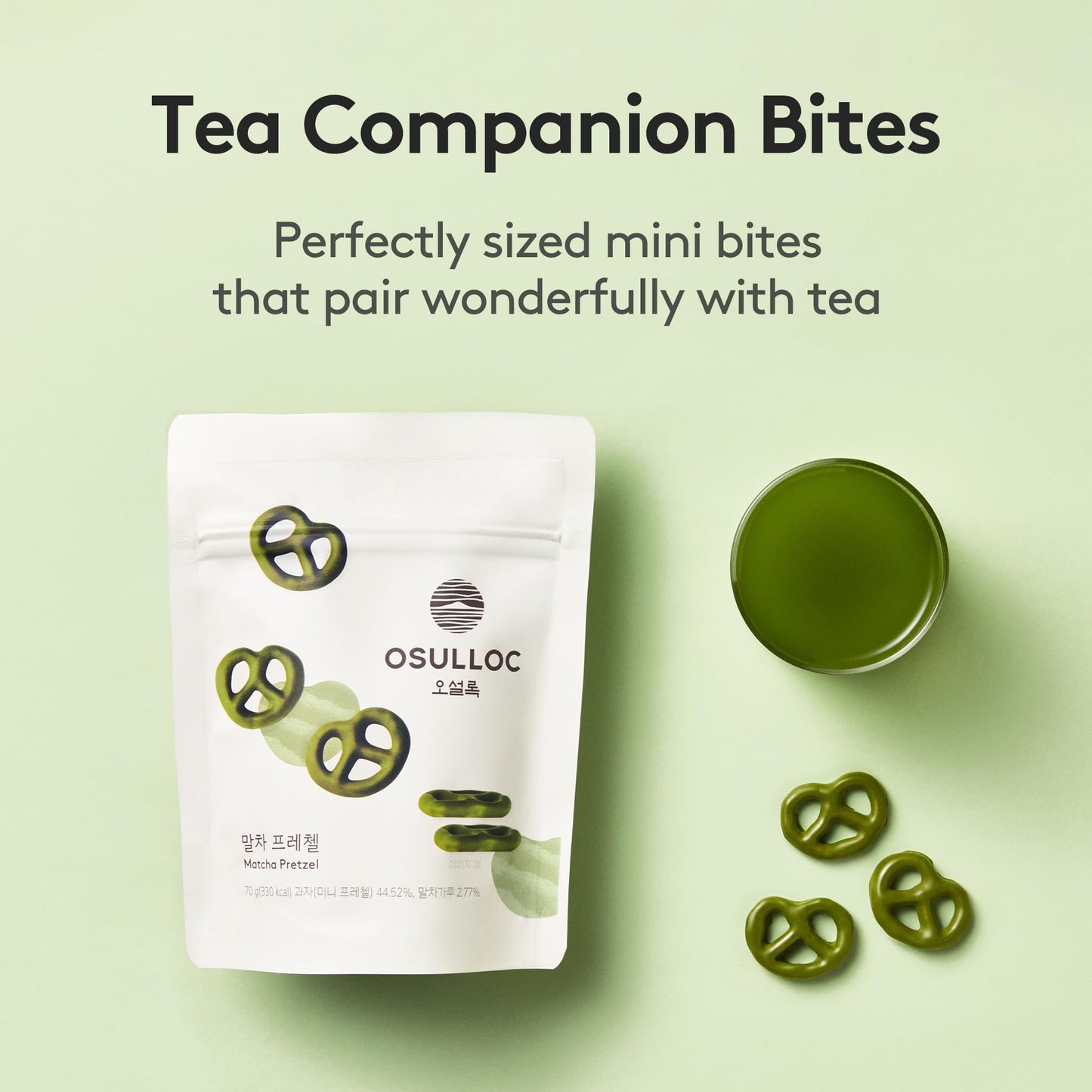 Osulloc Matcha Pretzel (3 Ounce, 70G), For Halloween Pretzels Treats Coated In Sweet Matcha Cream, Premium Tea Food From Jeju Is