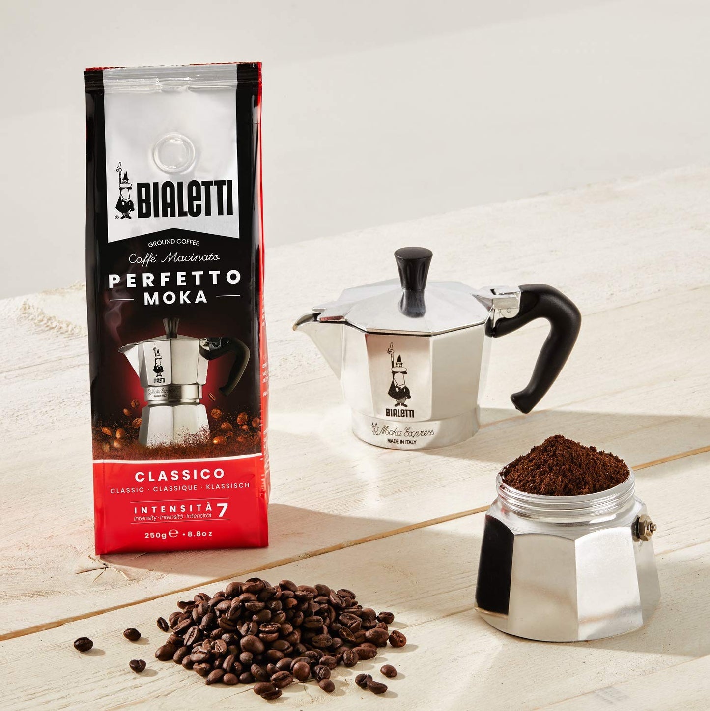 Bialetti Caffe Italian Roasted - 8.8 Oz Espresso Ground Coffee - Classico Perfect For Moka - Intensity 7