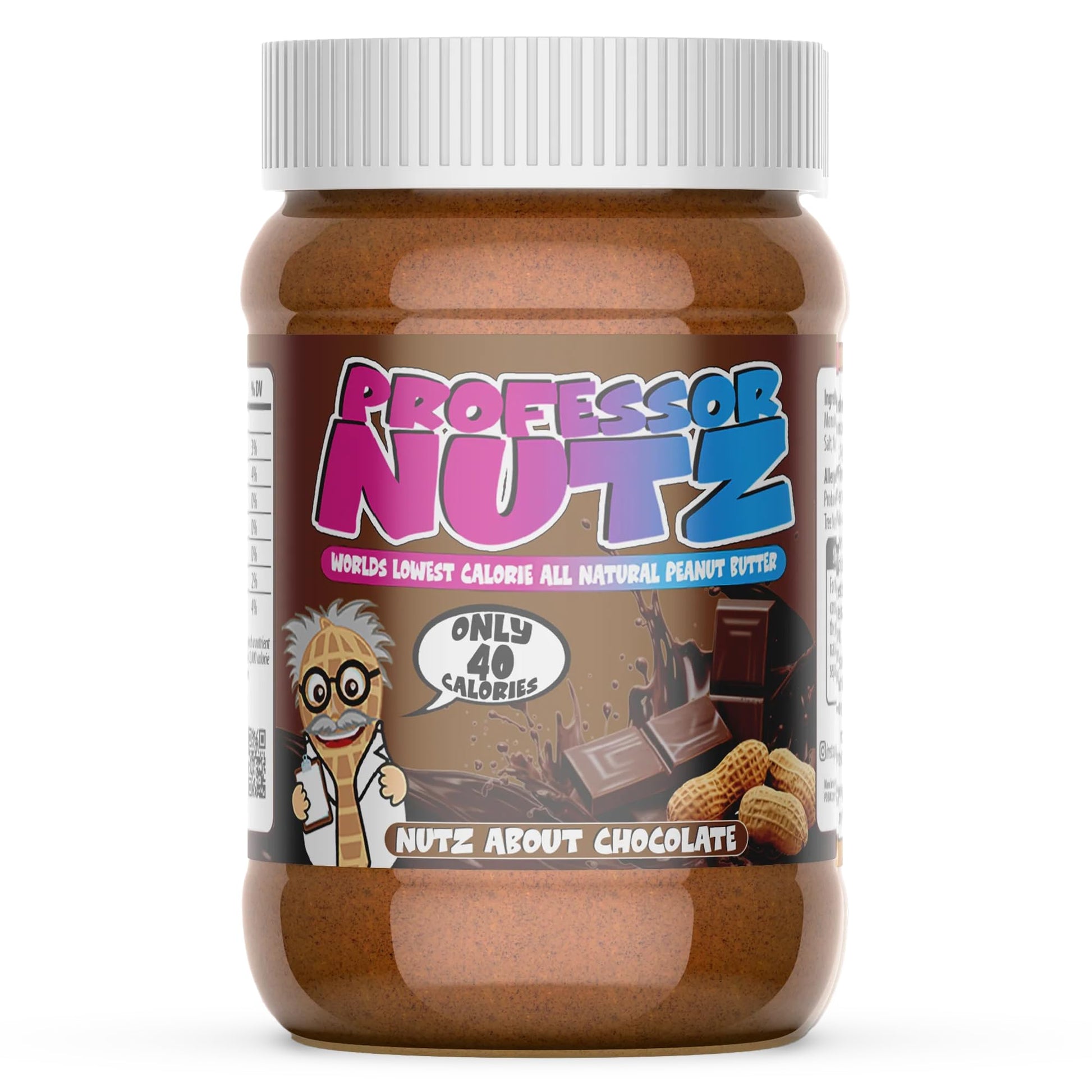 Professor Nutz Organic Peanut Butter- Low Calorie, Nut Butter, Natural Peanut Butter, Natural Fiber, Healthy Peanuts, Great Source Of Protein, 30 Essential Vitamins & Minerals (12.41 Oz, Chocolate)