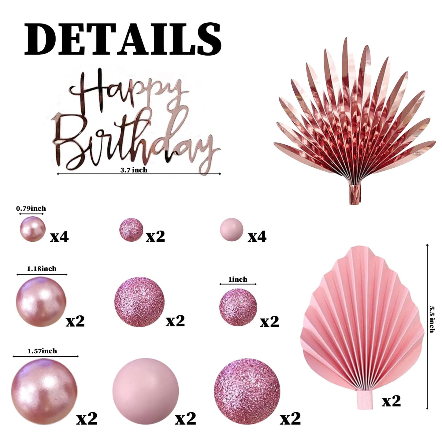 Rose Pink Cake Toppers Rose Cake Decorations For Women Birthday Boho Wedding Pink Cake Decor Birthday Cake Decoration (Rose Pink