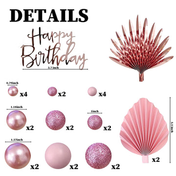 Rose Pink Cake Toppers Rose Cake Decorations For Women Birthday Boho Wedding Pink Cake Decor Birthday Cake Decoration (Rose Pink