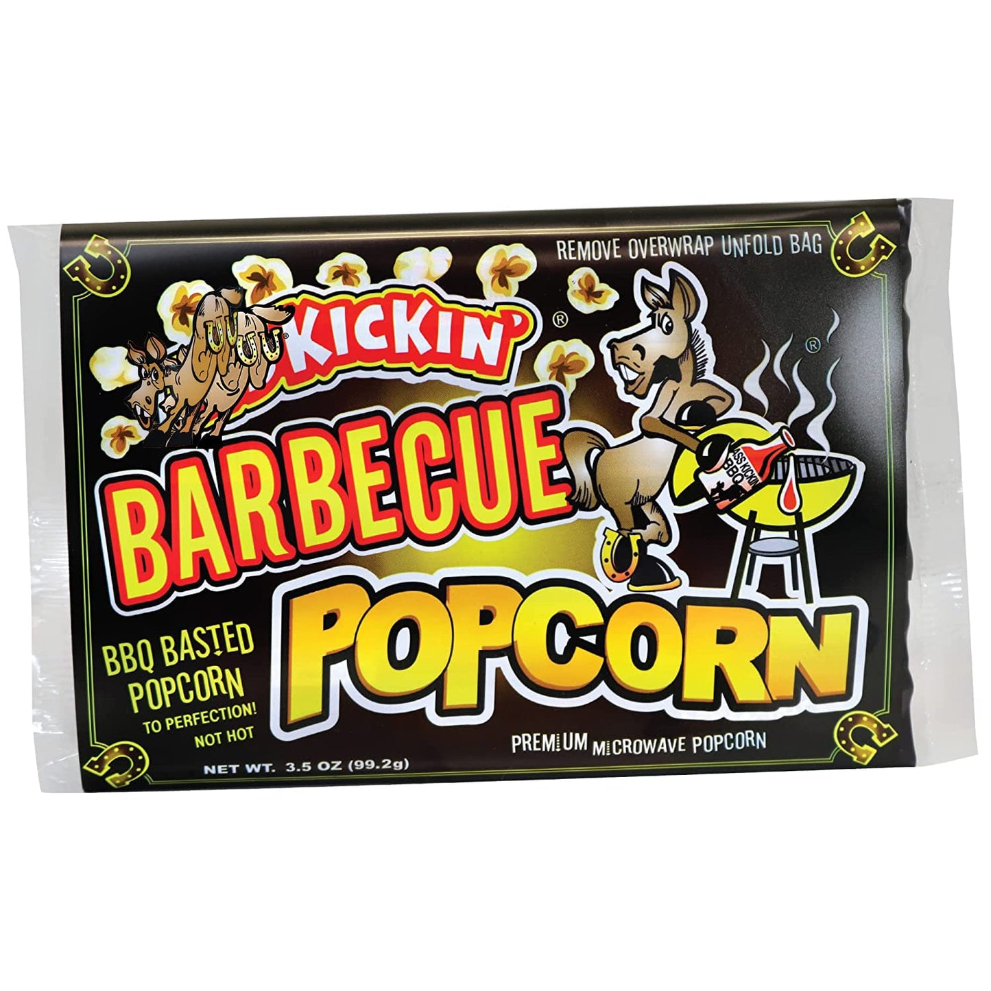 ASS KICKIN BBQ Microwave Popcorn - 6 Pack, 3.5 Ounce Bags - Gourmet Snack for Movie Night
