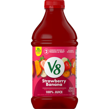 V8 Strawberry Banana 100% Fruit And Vegetable Juice, 46 Fl Oz Bottle