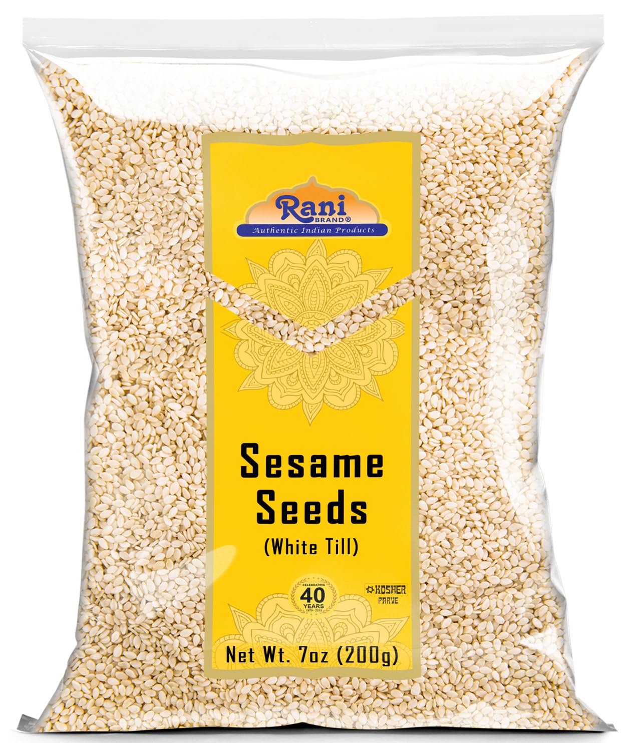 Rani Sesame Seeds Whole White, Hulled (Till) 7oz (200gm) ~ All Natural | Gluten Friendly | NON-GMO | Kosher | Vegan | Indian Ori