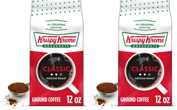 Krispy Kreme Doughnuts, Classic, Ground Coffee, Medium Roast, Bagged 12oz (Pack of 2)