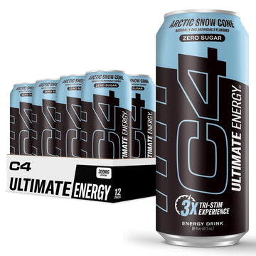 Cellucor C4 Ultimate Sugar Free Energy Drink | Arctic Snow Cone | 16 Fl Oz (Pack of 12) | Model 110331