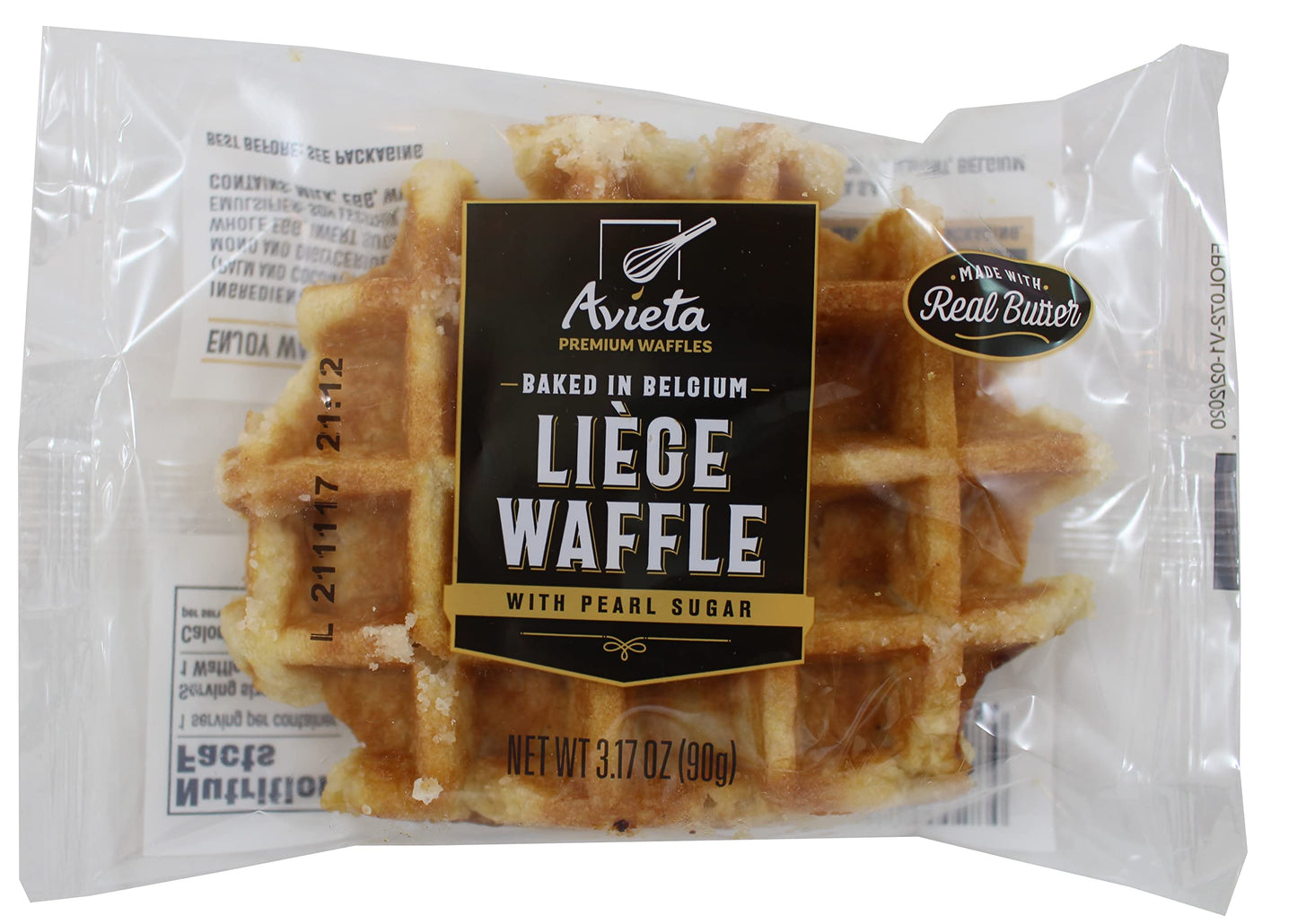 Avieta Belgian Pearl Sugar Waffles, Pack of 6, 3.17 Ounce Individually Packed Treats