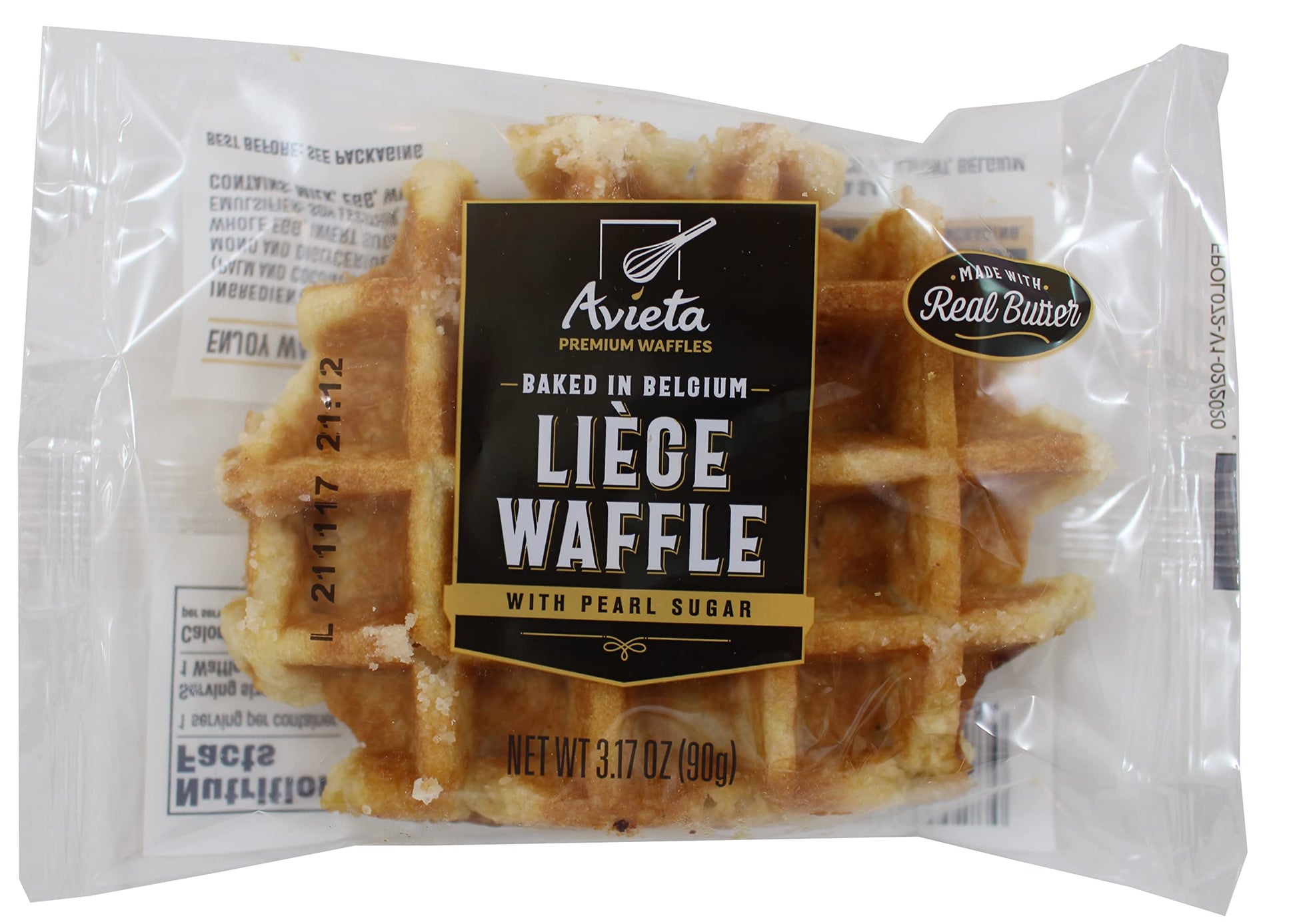 Avieta Belgian Pearl Sugar Waffles, Pack of 6, 3.17 Ounce Individually Packed Treats