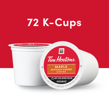 Tim Hortons Maple Flavored Coffee K-Cup Pods, 72ct, Compatible with Keurig, Red, 12 Count (Pack of 6)