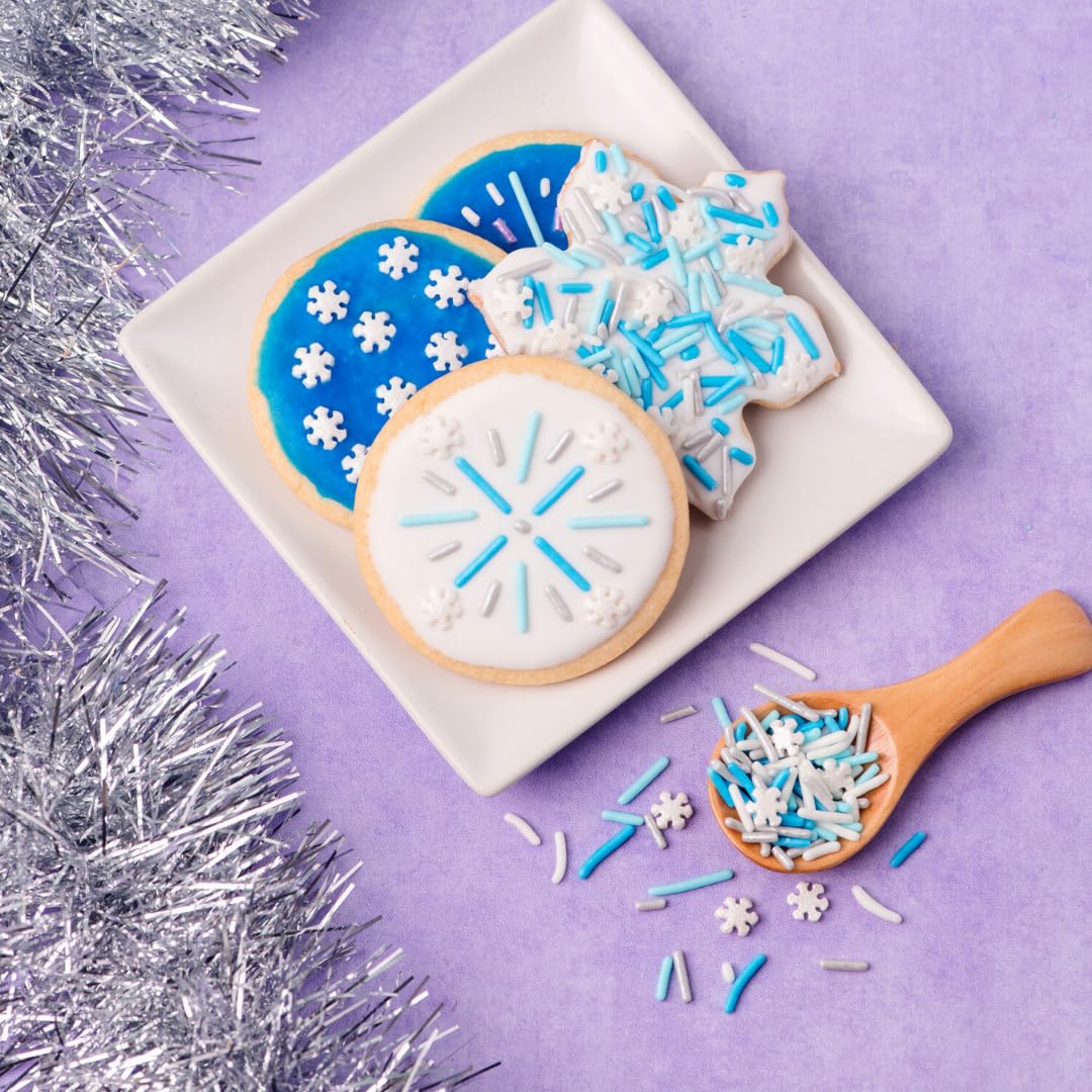 Sweets Indeed Winter Sprinkle 4-Pack - 10.90 oz | Blue Sugar Crystals  Shimmer Snowflakes  Winter Jimmies & Nonpareils | Frozen-Inspired Christmas & Holiday Baking Decorations