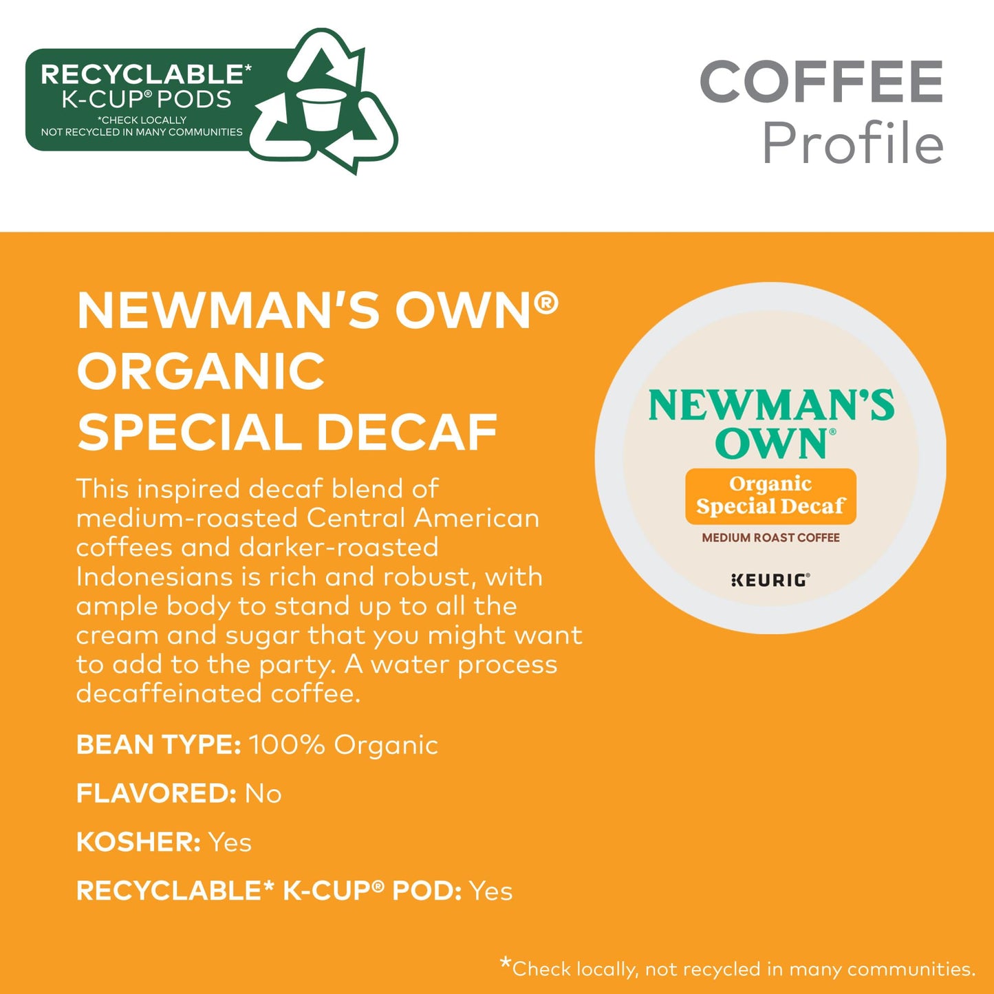 Newmans Own Organics Decaf Coffee K-Cup Pods, Medium Roast, 96 Count (4 Packs of 24)