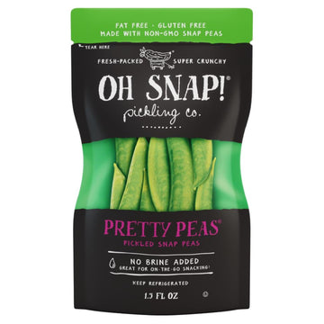Oh Snap! Pretty Peas (12 Pack) - Pickled Sugar Snap Peas Snacks - Fresh Packed Ready To Eat - Gluten-Free, Fat-Free & Made With