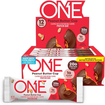 One Protein Bars, Peanut Butter Cup, Gluten Free Protein Bar With 20G Protein And Only 1G Sugar, Snacking For High Protein Diets