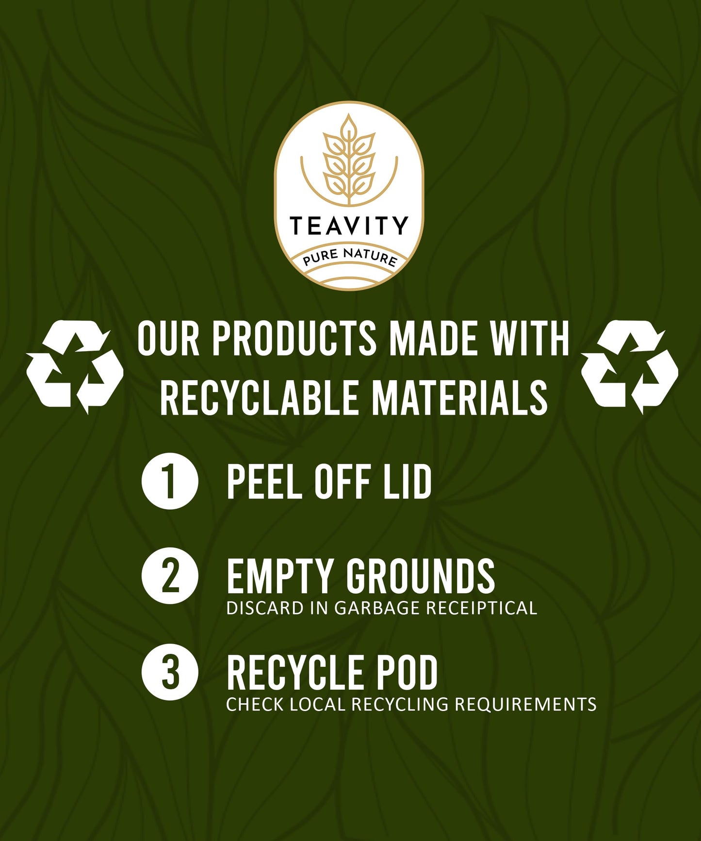 Teavity Green Tea & Ginger Tea Pods - Organic, Dye Free, Unsweetened - 12 Count for K Cup Machines