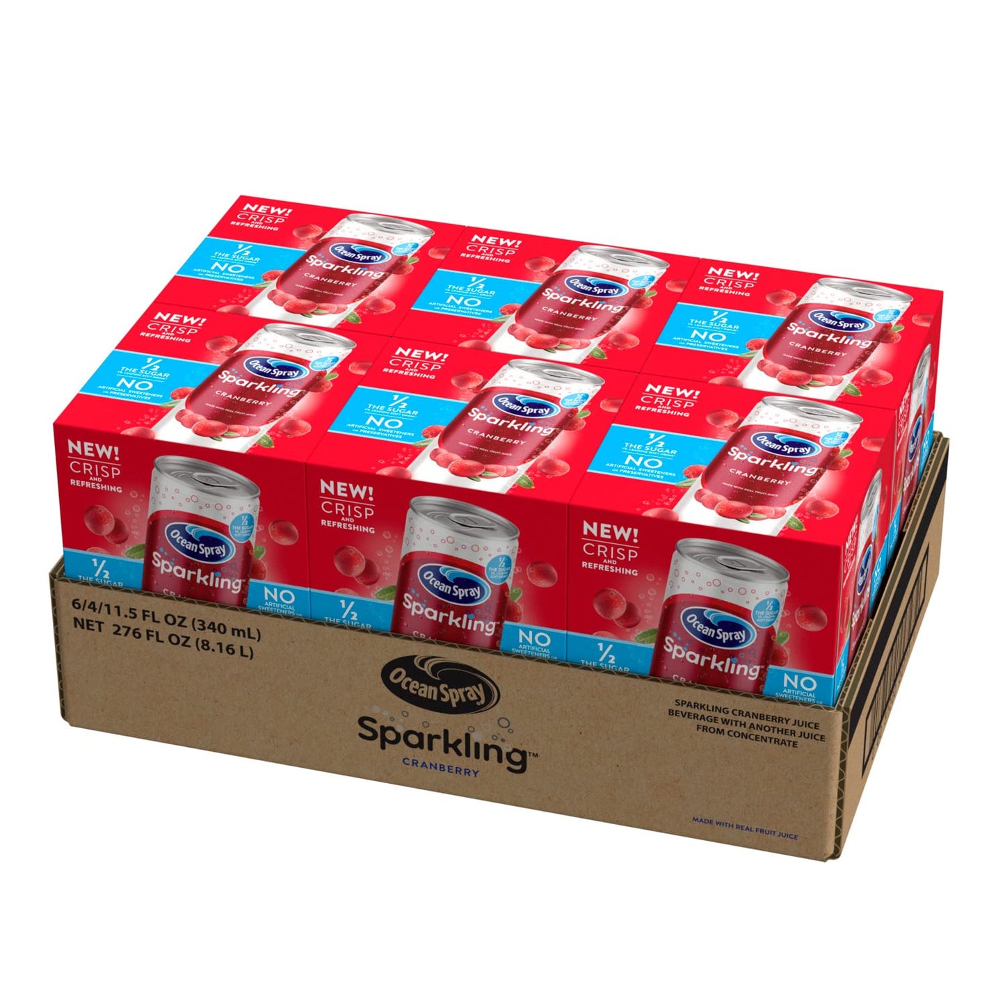 Ocean Spray Sparkling Cranberry Juice Drink, 11.5 Fl Oz Cans, 4 Count, Pack of 6