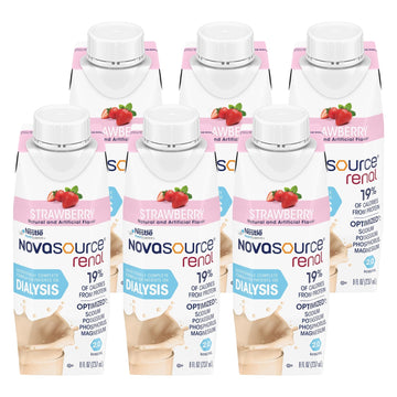 Nestle Novasource Renal Nutritionally Complete Formula Strawberry 8 oz Carton, 6 Count
