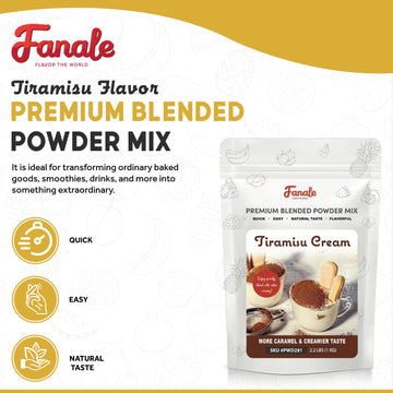 Fanale Premium Tiramisu Flavor Powder | Bubble Tea Flavoring Powder | Perfect For Baking, Smoothies, And Drinks - 2.2 Lb 1Kg | P
