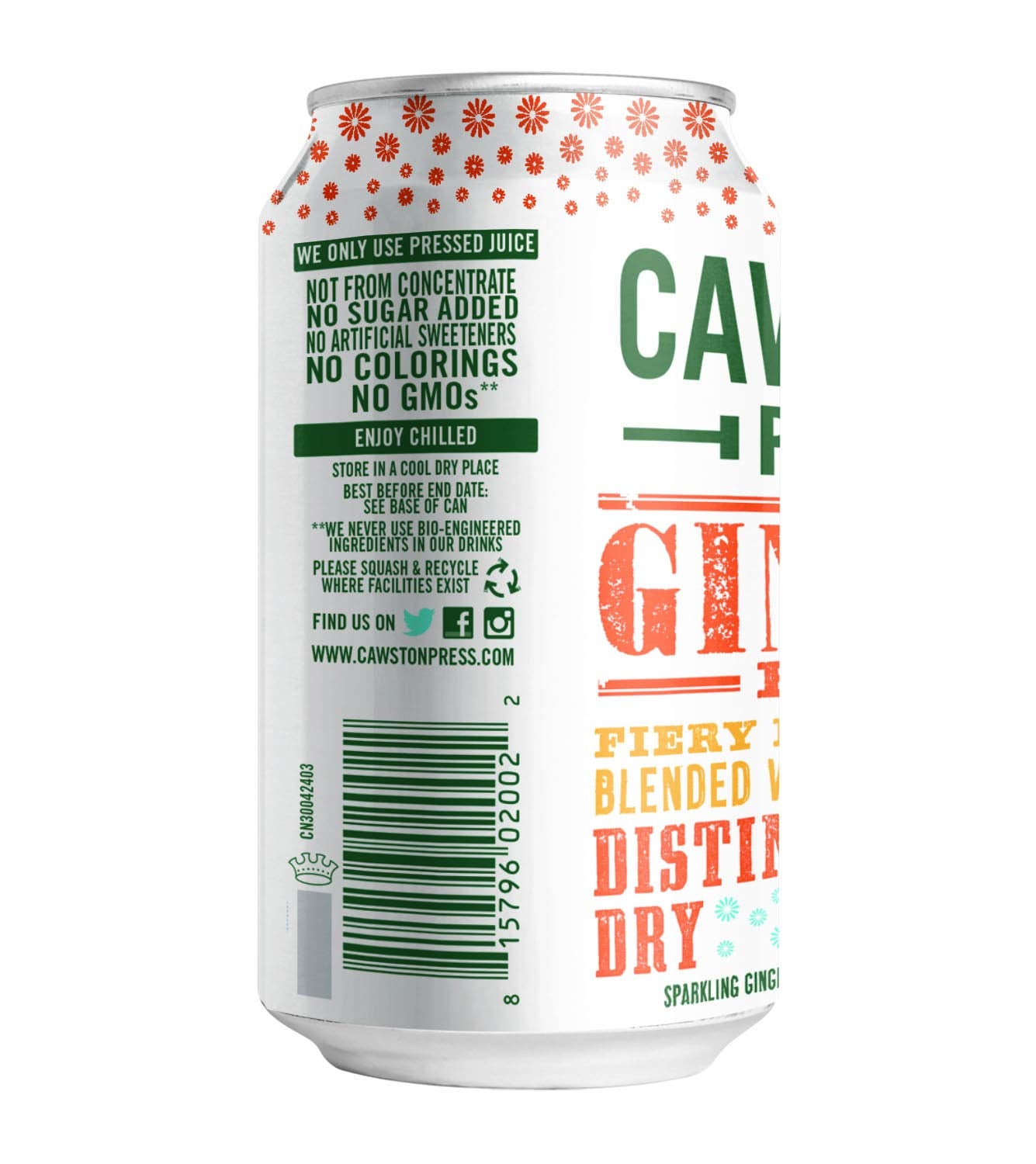Cawston Press Sparkling Ginger malt-inspired, 11.15 oz Cans, Pack of 24