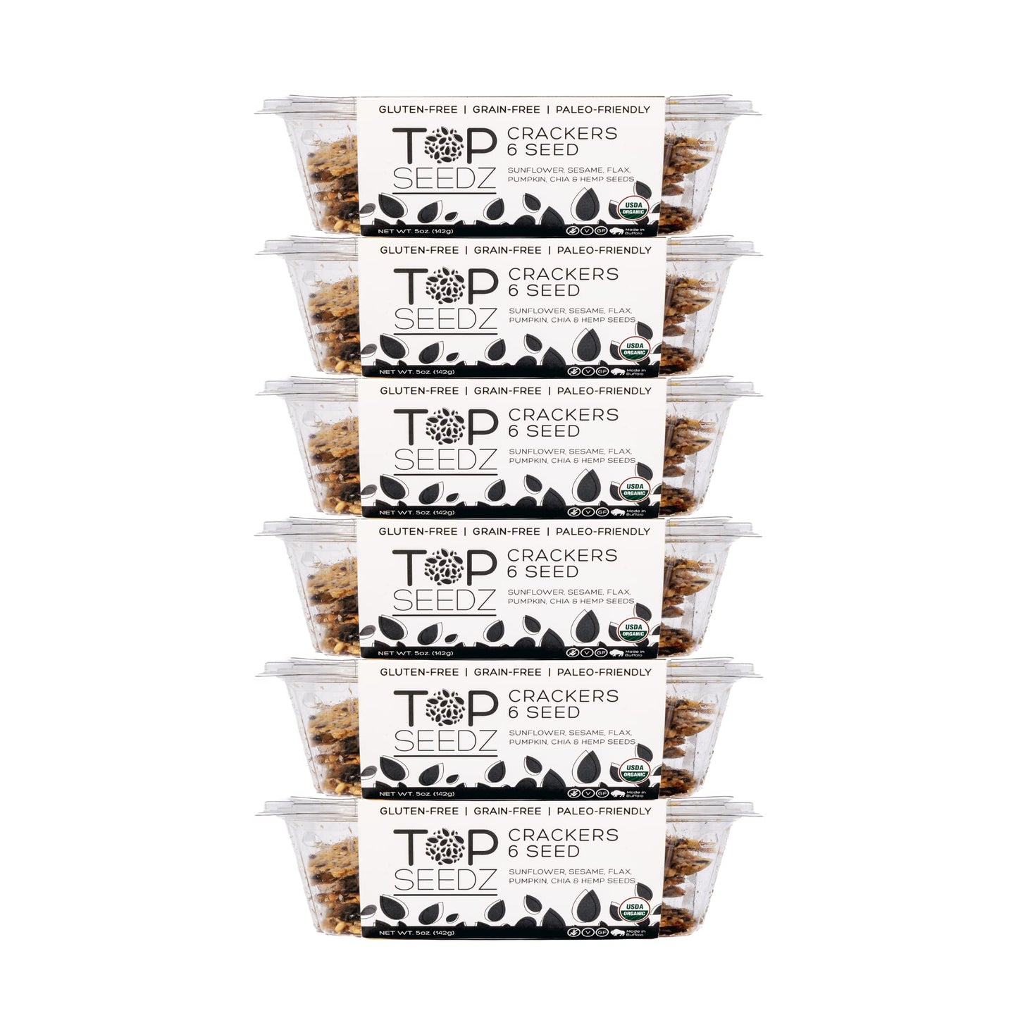 Top Seedz Organic Gluten Free 6 Seed Crackers, 5 Ounce (Pack of 6), Healthy Vegan Snack with Plant-Based Protein
