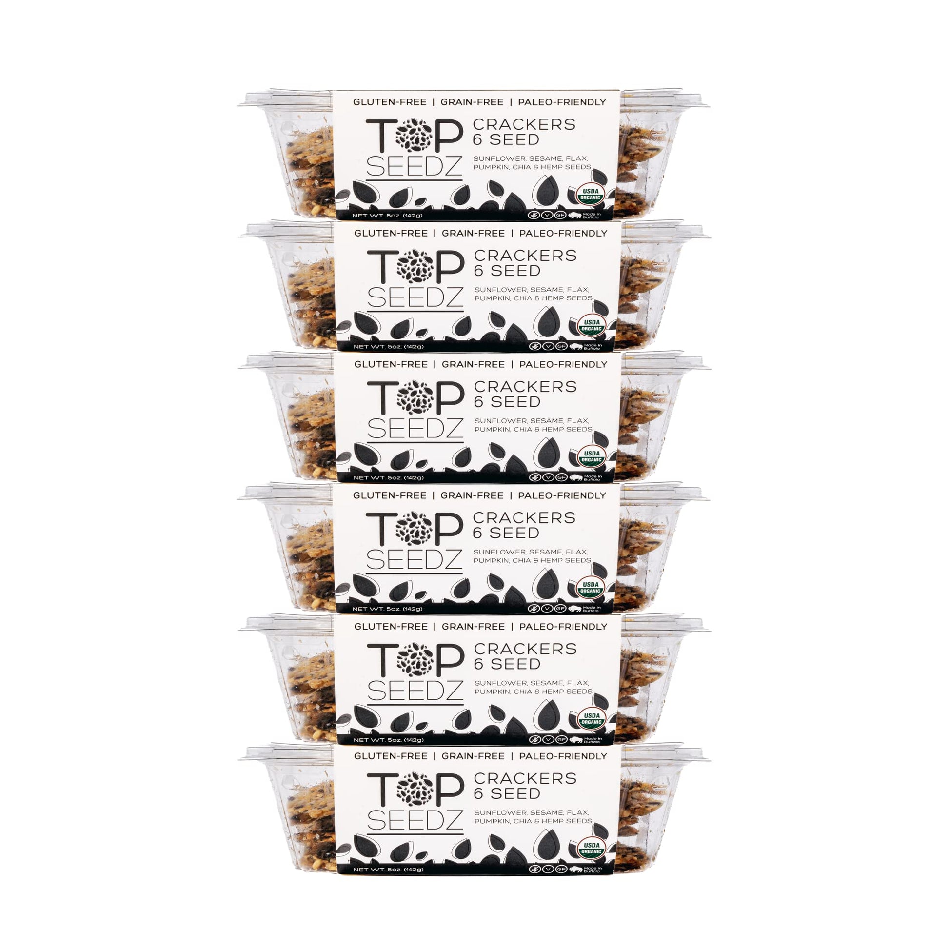 Top Seedz Organic Gluten Free 6 Seed Crackers, 5 Ounce (Pack of 6), Healthy Vegan Snack with Plant-Based Protein