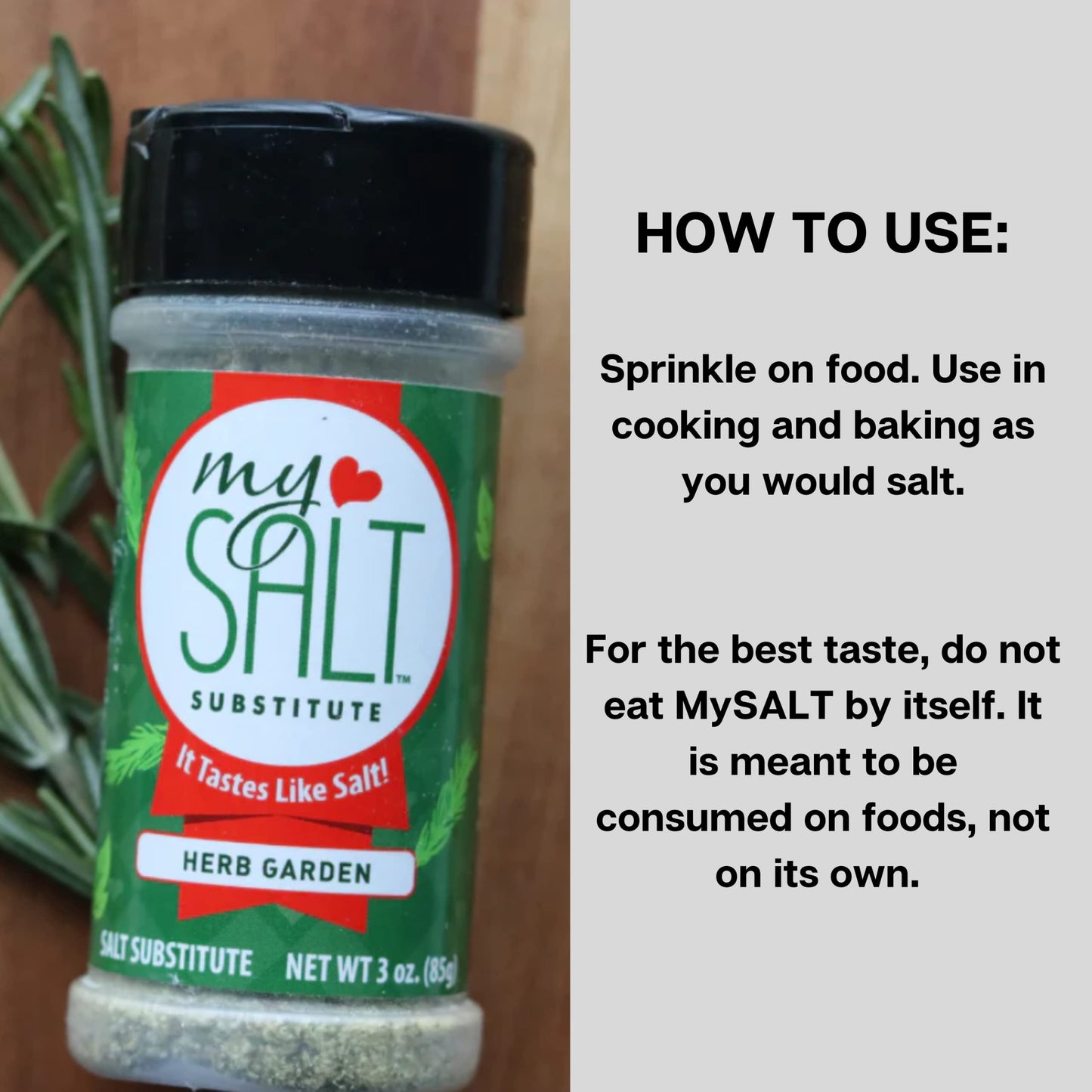 MySALT Herb Garden - Sodium-Free Herb Seasoning Blend with a Salty Taste - Clean Ingredients, No Bitterness - 3 oz Shaker