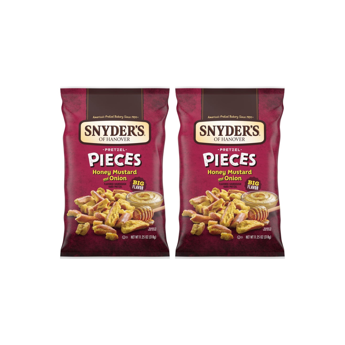 Snyders of Hanover Honey Mustard & Onion Flavored Pretzel Pieces, 11.25 Oz (Pack of 2)